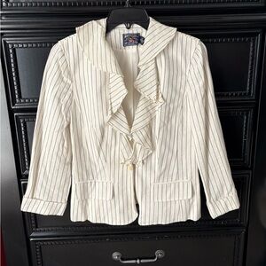NWT American Living Ivory Striped Linen Blazer